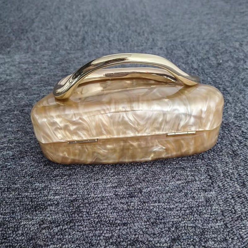 CUXVA Acrylic Clutch Purse for Women Classic Round Acrylic Evening Handbag Vintage Metal Handlebars Bag for Wedding Party Prom - Image 5